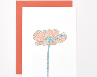 California Poppy Birthday Letterpress Card - Carte d’anniversaire pour elle - Épouse de carte d’anniversaire - Amie de carte d’anniversaire