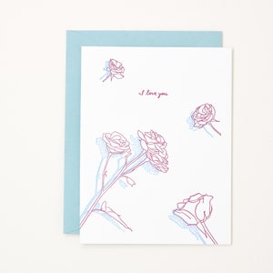Cartão tipográfico de dia dos namorados - Cartão eu te amo - Cartão eu te amo rosas