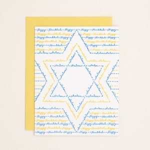 Buchdruck Hanukkah Shalom Karte - Davidstern