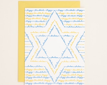 Letterpress Hanukkah Shalom Card - Star of David