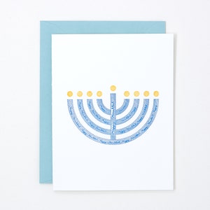 Letterpress Hanukkah Menorah Card - Carte Chanukah Moderne - Candelabra Menorah Card