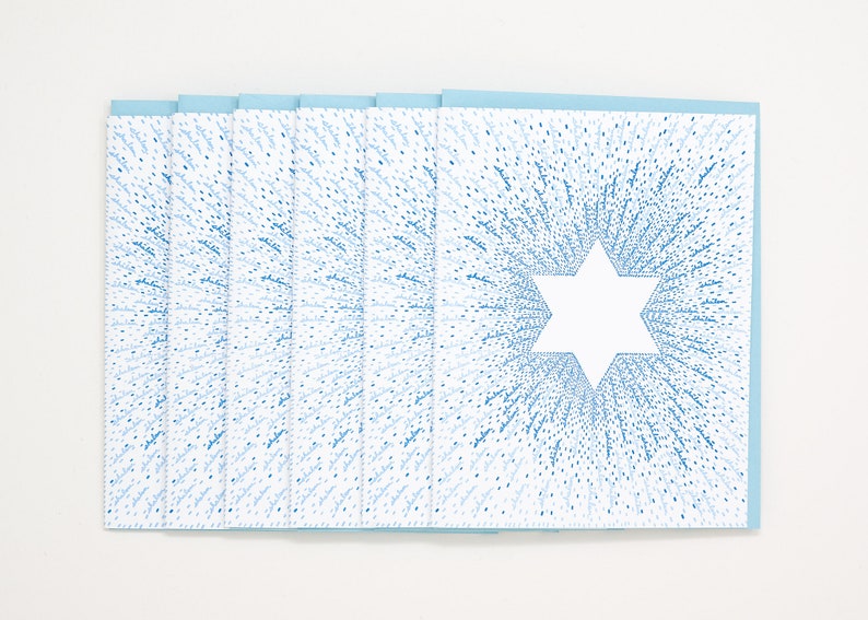 Cartes typographiques de Hanoukka - Pack de cartes de Hanoukka - Cartes de Hanoucca -Shalom - Étoile de David - Cadeau de Hanoukka - Décorations de Hanoukka image 1