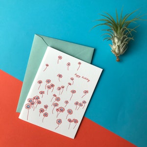 Carte d’anniversaire florale Letterpress - Carte d’anniversaire moderne - Carte d’anniversaire pour elle - 30e carte d’anniversaire - 40e carte d’anniversaire image 2