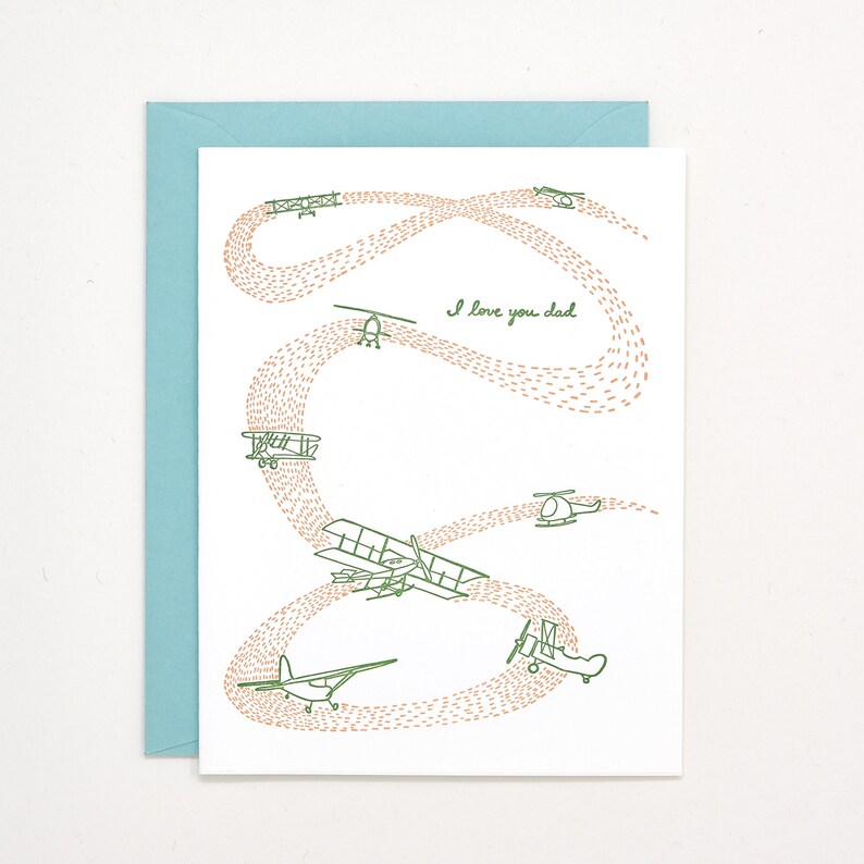 Carta del giorno del papà Letterpress - Fathers Day Card from Daughter - Fathers Day Card from Son - Airplane Gifts for Dad immagine 1