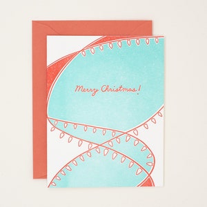 Cartoline tipografiche con luci di Natale - Confezione di cartoline natalizie - Set di cartoline tipografiche per le vacanze - Set di cartoline di buon Natale
