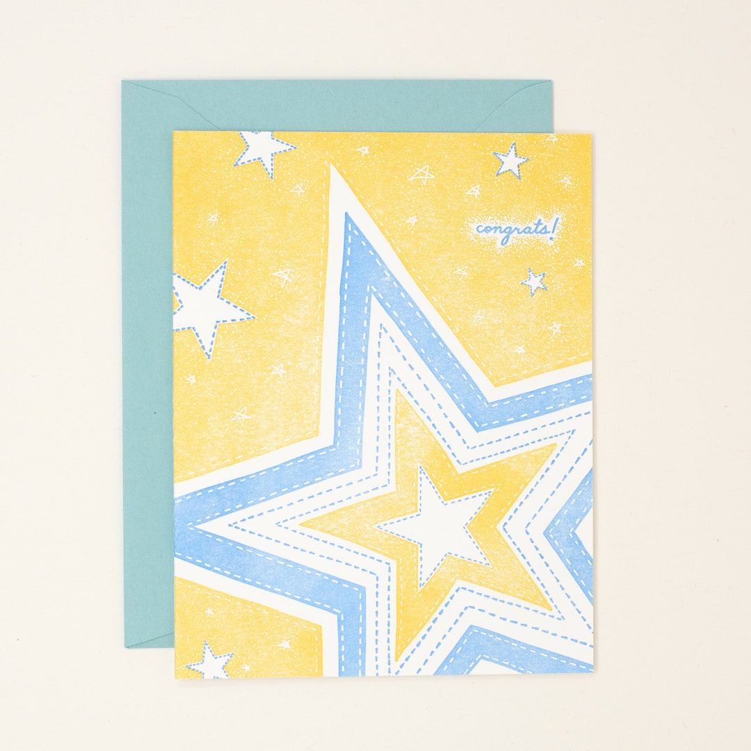 Congrats Star Letterpress Card - Congratulations for Graduation - Graduation Card 2020 ...