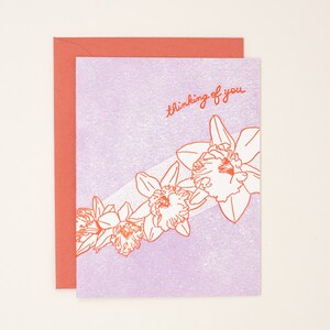 Penser à toi Carte Fleurs - Carte Miss You - Carte de sympathie - Carte de sympathie Perte de la mère - Carte de sympathie Perte du père