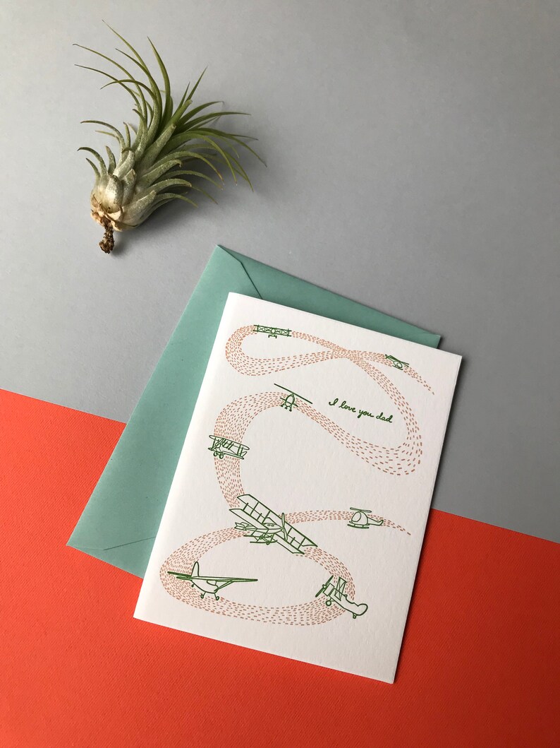 Carta del giorno del papà Letterpress - Fathers Day Card from Daughter - Fathers Day Card from Son - Airplane Gifts for Dad immagine 2