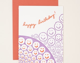 Birthday Faces - Letterpress Card - Modern Birthday - Birthday Card for Him - Birthday Card for Her - 30th Birthday Card