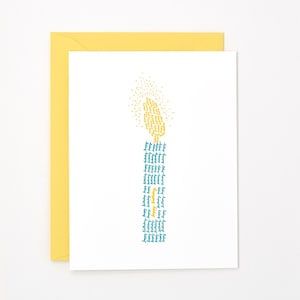 Carte de letterpress de bougie d’anniversaire - carte d’anniversaire pour lui - carte d’anniversaire moderne de letterpress