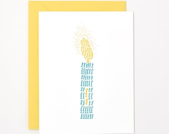 Carte de letterpress de bougie d’anniversaire - carte d’anniversaire pour lui - carte d’anniversaire moderne de letterpress