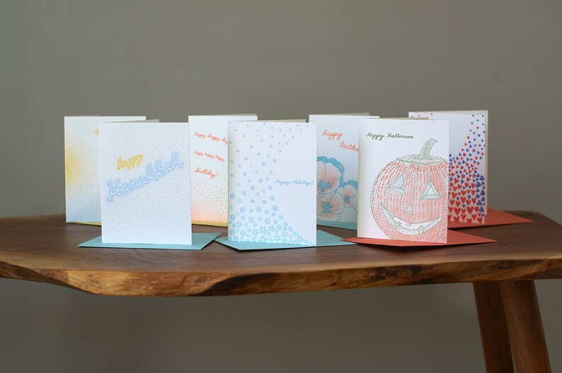 Cartes typographiques de Hanoucca - Paquet de cartes de Hanoucca - Joyeux Hanoucca - Cartes de Hanoucca - Cadeau de Hanoucca - Décorations de Hanoucca image 3