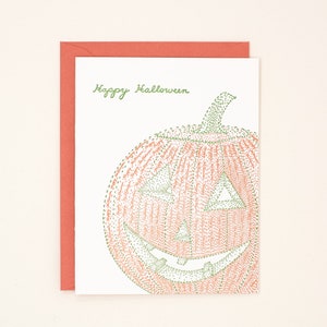 Conjunto de abóbora de Halloween com 6 cartões tipográficos