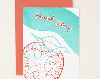 Thank You Apple Letterpress Cards - Thank You Teacher Card