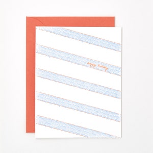 Birthday Stripes Letterpress Card - Carte d’anniversaire moderne - Carte joyeux anniversaire pour lui - Carte 30e anniversaire - Carte 40e anniversaire
