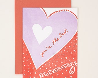 Tu es la meilleure maman carte - carte typographique fête des mères - carte Je t'aime maman - carte maman sentimentale