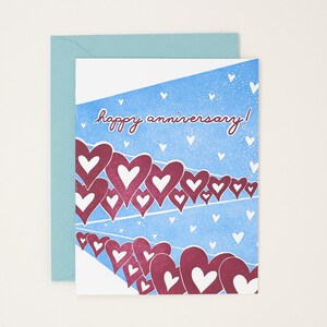 Happy Anniversary Card Happy Anniversary Letterpress Card Anniversary Hearts Card image 1