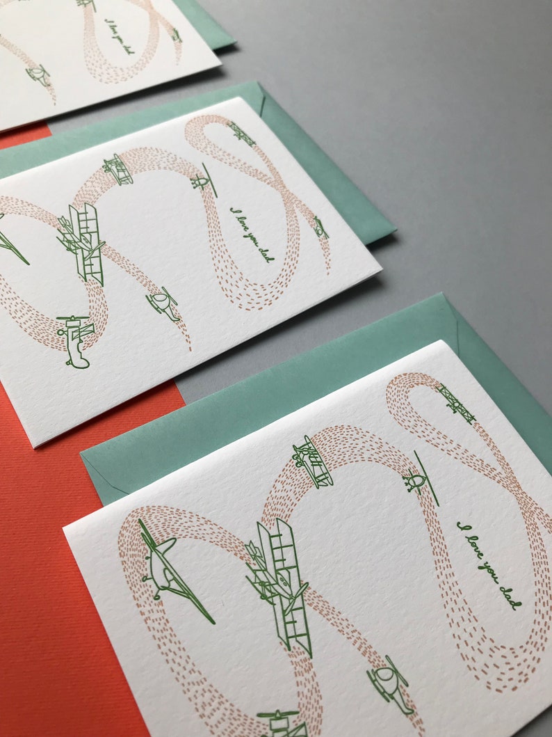 Carta del giorno del papà Letterpress - Fathers Day Card from Daughter - Fathers Day Card from Son - Airplane Gifts for Dad immagine 3