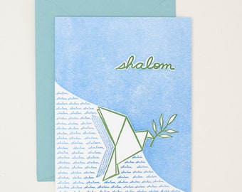 Shalom Dove Letterpress Hanukkah Card - Shalom Hanukkah Card - Modern Chanukah Cards
