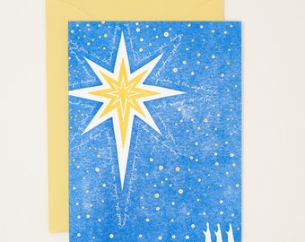 Nativity Christmas Letterpress Card - Holiday Letterpress Card - Bethlehem Christmas Card - Wife Christmas Card