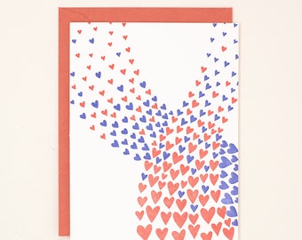 Valentines Day Card - Hearts Letterpress Card - Heart Card - Love Card