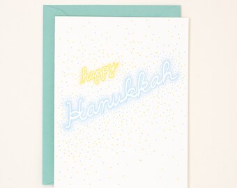 Letterpress Hanukkah Card - Happy Hanukkah Card - Modern Chanukah Cards