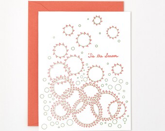 Modern Christmas Card - Tis the Season Letterpress Card - Holiday Card