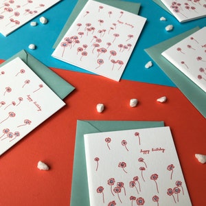 Carte d’anniversaire florale Letterpress - Carte d’anniversaire moderne - Carte d’anniversaire pour elle - 30e carte d’anniversaire - 40e carte d’anniversaire image 3