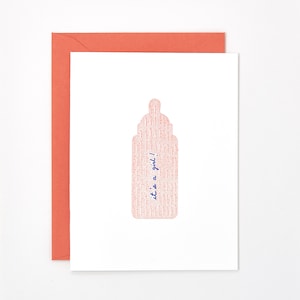 Es ist ein Mädchen (Baby-Flasche) Buchdruck-Karte - virtuelle Baby-Dusche-Geschenk