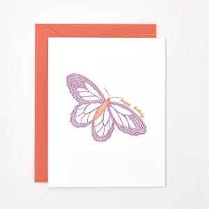 Carte papillon d’anniversaire Letterpress Carte- Carte d’anniversaire pour elle