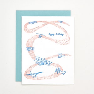 Birthday Planes Letterpress Card - Birthday Card for Him - Birthday Card for Her - Birthday Card for Boyfriend