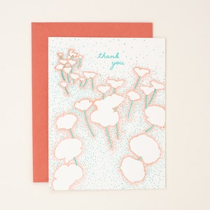 Danke Mohnblumen Letterpress Karten - Hochzeit Dankeskarte - Brautparty Dankeskarte