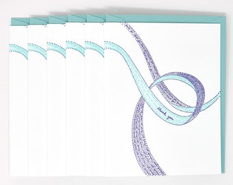 Thank You Swirl Ribbon Set of 6 Letterpress Cards