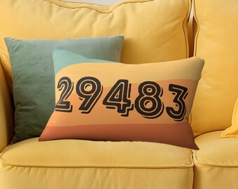 Retro Custom Zip Code Pillow Farewell Gift Zipcode Pillow Realtor Closing Gift Custom Rustic Home Decor Personalized Pillow Chair Cushion