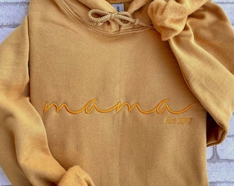 Mama Embroidered Sweatshirt great as a Mothers Day Gift or Gift for Grandma, Custom Embroidered Wifey Sweatshirt for Boy Moms and Dance Moms