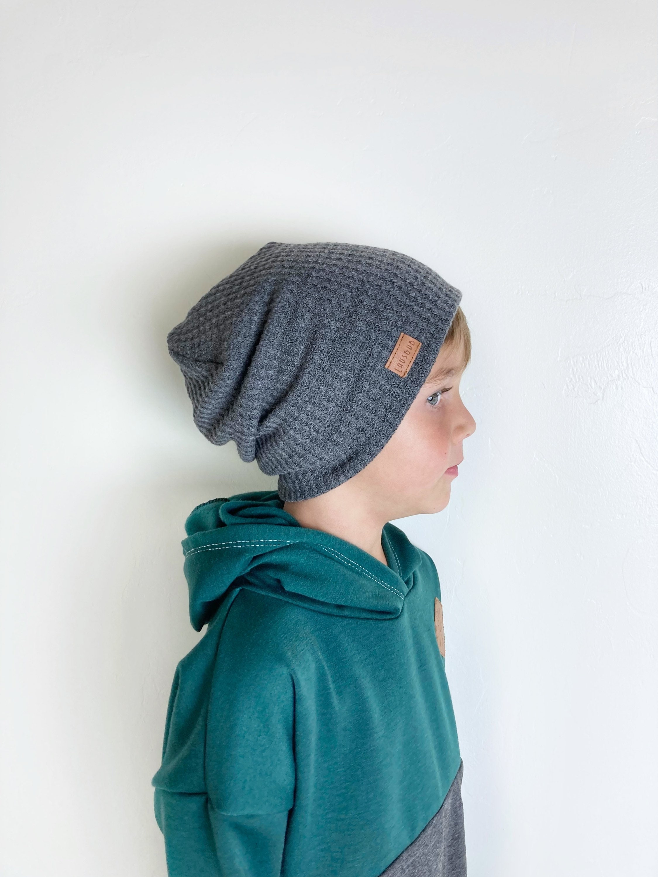 Charcoal Gray Waffle Knit Slouchy 