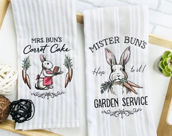 Embroidered Bunny Towel Custom Kitchen Towels He Is Risen Peter Rabbit Inspired Kitchen Decor Custom RV Accessories and Decor Custom Towel