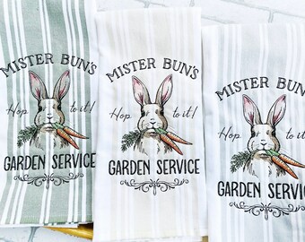 Custom Kitchen Decor Bunny Rabbit Easter Kitchen Towel Peter Rabbit Inspired Tea Towel Seasonal RV Decor Housewarming Gift Easter Gift