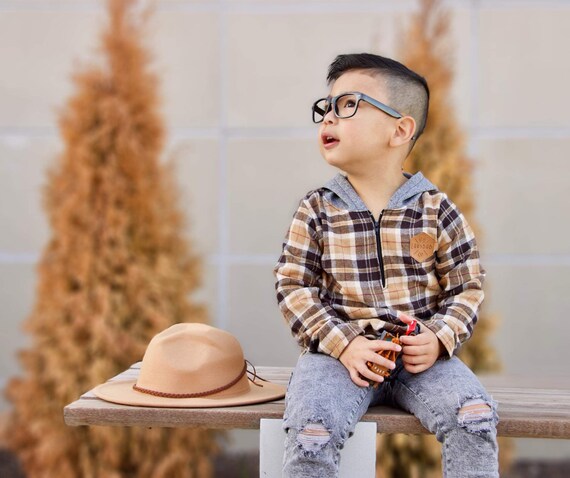 Toddler Boy Flannel Hoodie With Quarter 