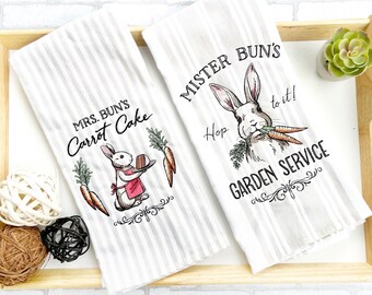 Easter Kitchen Towel Embroidered Bunny Towel Custom Tea Towels He Is Risen Peter Rabbit Inspired Kitchen Decor Custom RV Accessory and Decor