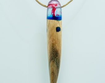 Wood, resin and hemp pendant