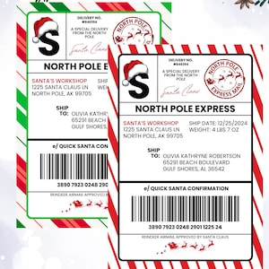 Bewerkbare sjabloon verzendlabel voor kerstman | Afdrukbare noordpool voor grotere geschenken (digitale download)