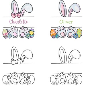 Editable Easter Bunny PNG, Kids Name Easter Day Outfit Design, Easter Bunny w Name, Cute Bunny Image, Happy Easter Custom PNG, Sublimation
