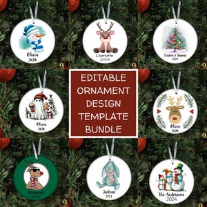 Editable Round Ornament PNG Design Bundle | Sublimation Designs | Christmas PNG Bundle | Christmas Ornament Designs | Ornament POD Design