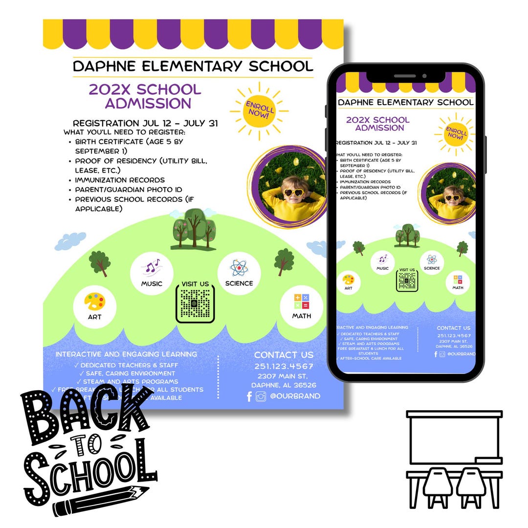 Program Registration Flyer Editable School Registration Flyer Bundle: Social Media & Poster ...