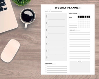 Weekly Planner Notepad: Undated Tear-Off To-Do List (8.5"x 11")