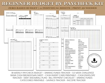 Beginner Budget Kit: Zero Based Budgeting, Cash Envelopes (PDF)
