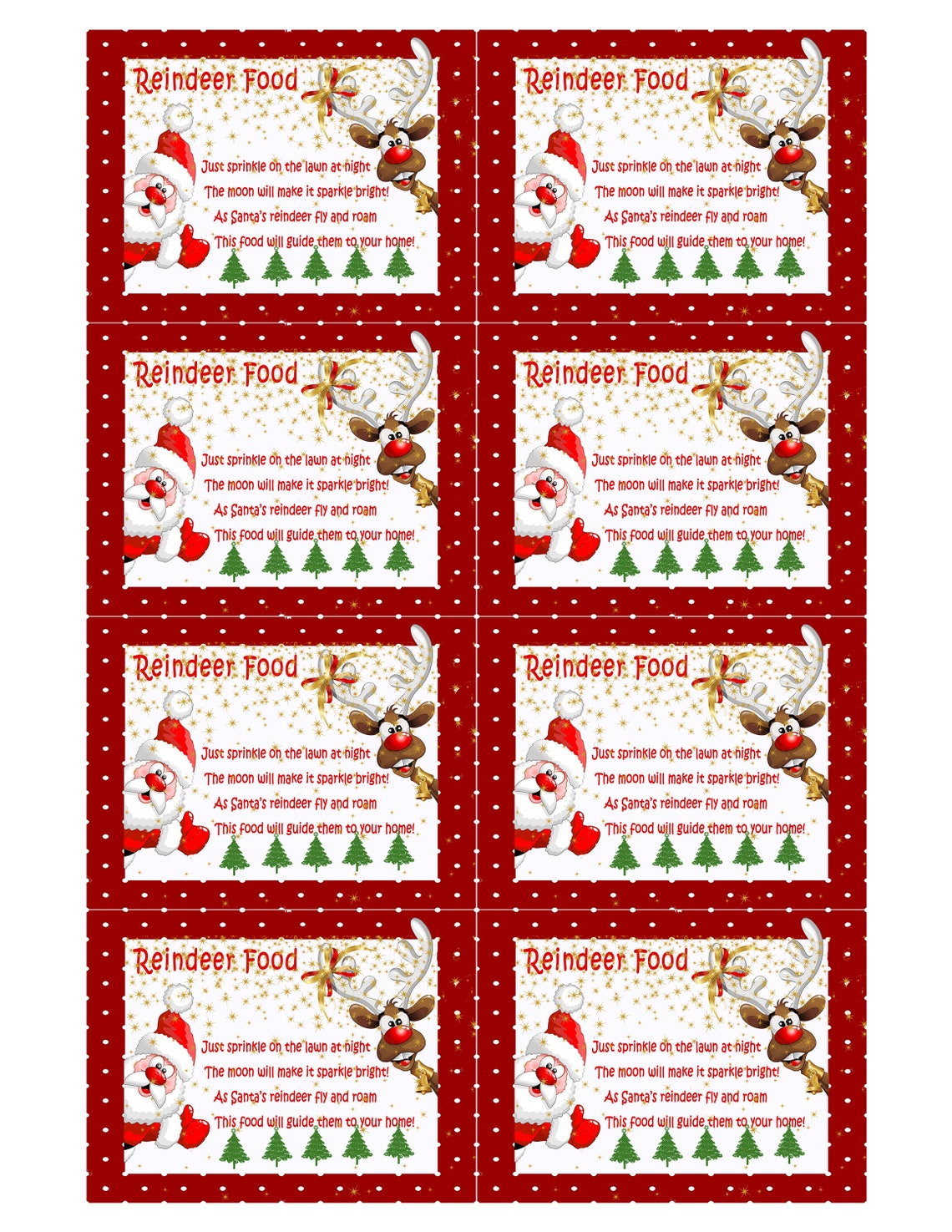 Printable Reindeer Food Label 2 Sizes Included to Fit Most Snack Bags ...