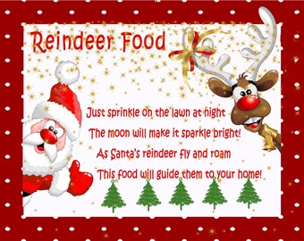 Printable Reindeer Food Label | Instant Download | 2 Sizes | Christmas Bag Topper | DIY PRINTABLE | Christmas Reindeer Food Card