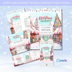 Bearbeitbarer Weihnachtsmarkt-Bundle-Vorlage, Weihnachtshandwerksschau, Backverkauf, kirchlicher Weihnachtsmarkt, Weihnachtsfest-Partyveranstaltung